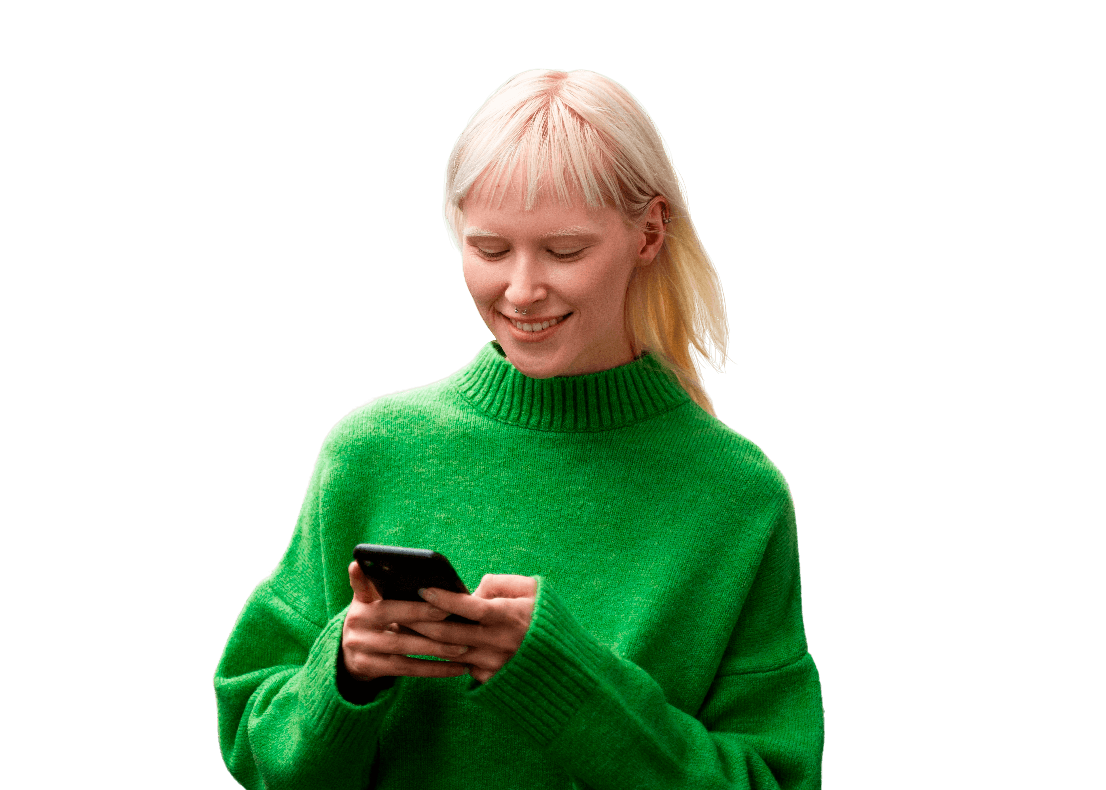 Mulher usando um link FluxWA no celular